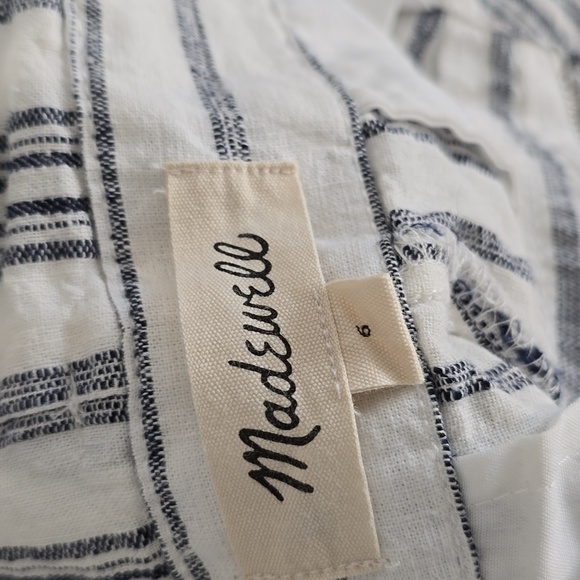 Madewell Linen-Cotton Paperbag Pants in Dark Baltic Stripe - Picture 9 of 11